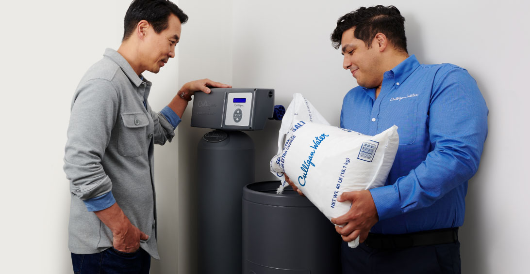Culligan Water expert refilling salt